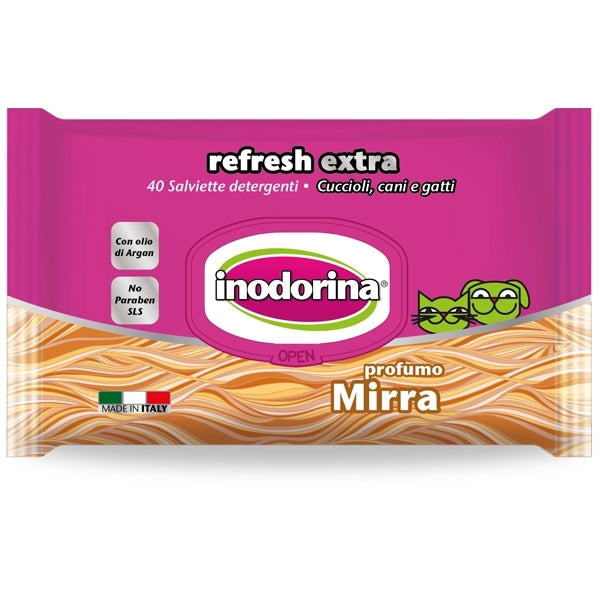 Inodorina Salviette Refresh Extra con Mirra e Olio di Argan - 40 pz