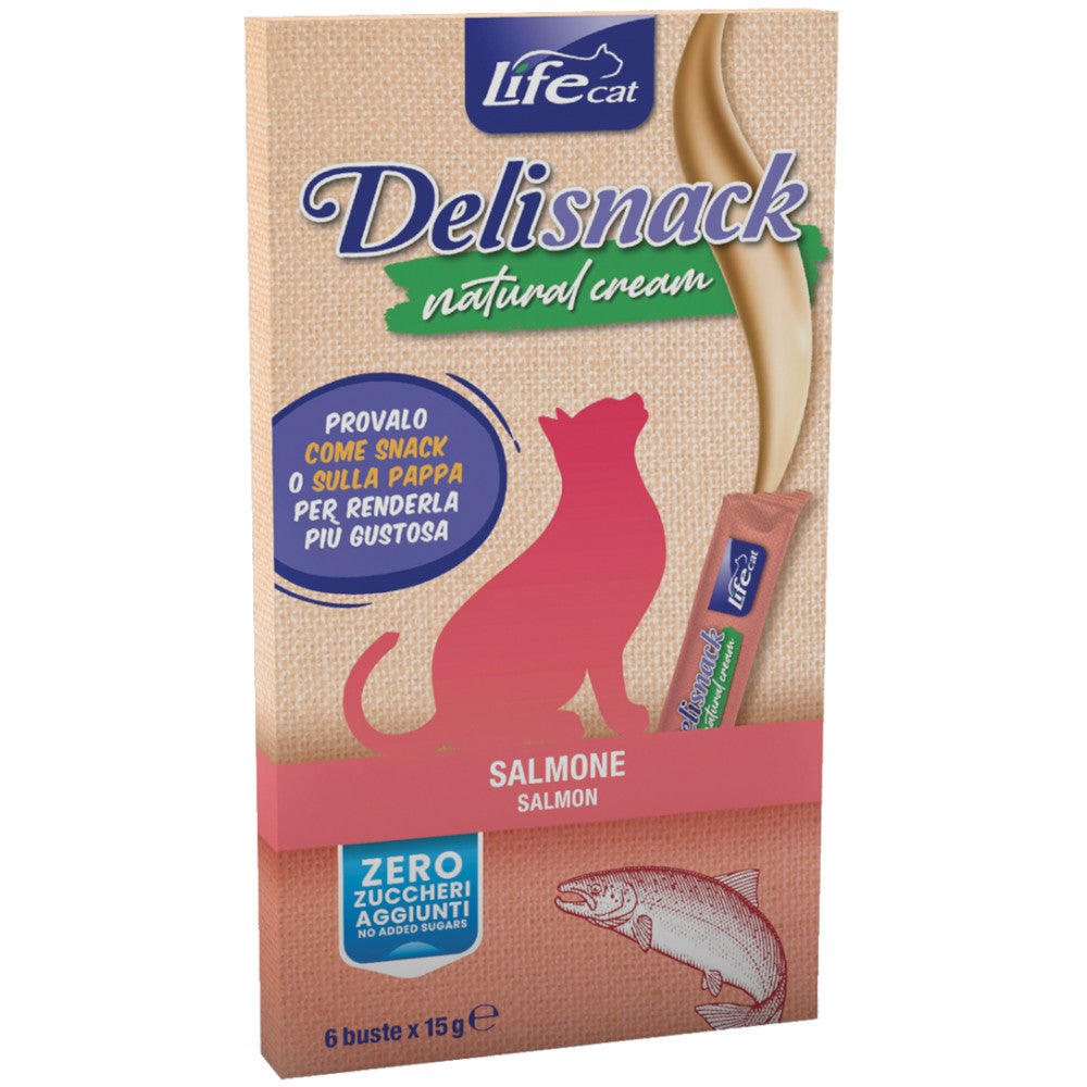 Life Deli Natural Cream Snack per Gatti Salmone - 6x15gr Life Deli Natural Cream Snack per Gatti Salmone - 6x15gr