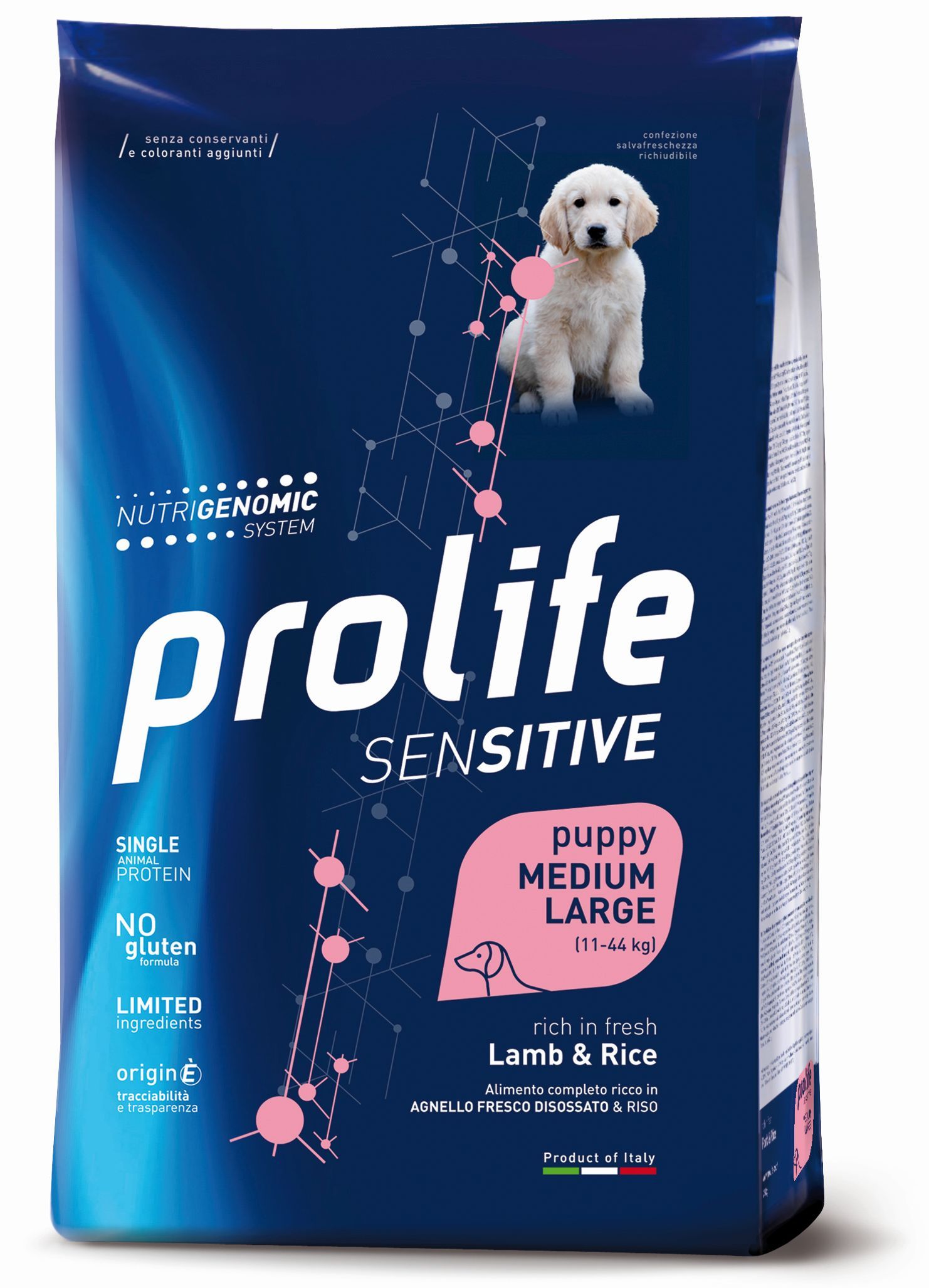 Prolife Sensitive Puppy Medium/Large con Agnello e Riso - 10 Kg