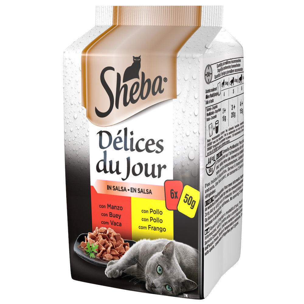 Sheba Delice Du Jour Manzo e Pollo in Salsa 6x50 Gr