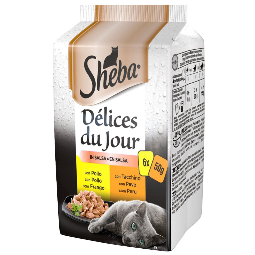 Sheba Delice Du Jour Pollo e Tacchino in Salsa 6x50 Gr