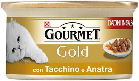 Gourmet Gold 85gr Dadini in Salsa con Tacchino e Anatra
