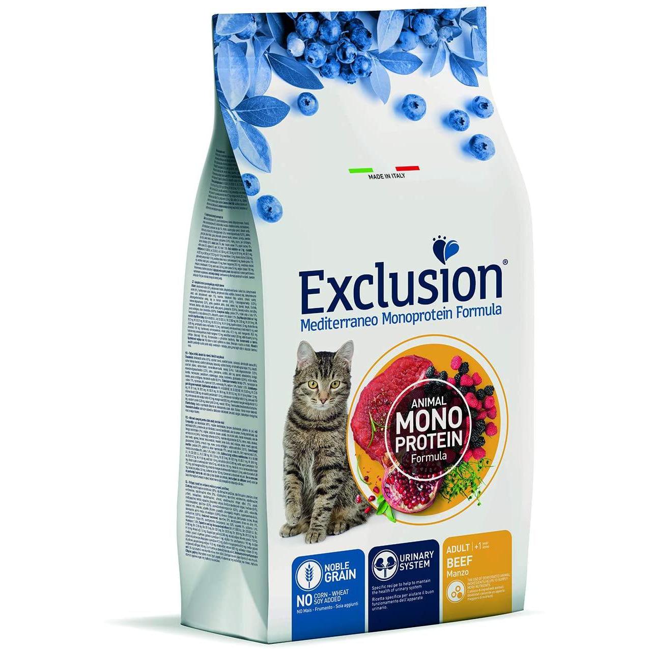 Exclusion Mediterraneo Adult Manzo 1,5kg - Alimento Completo per Gatti
