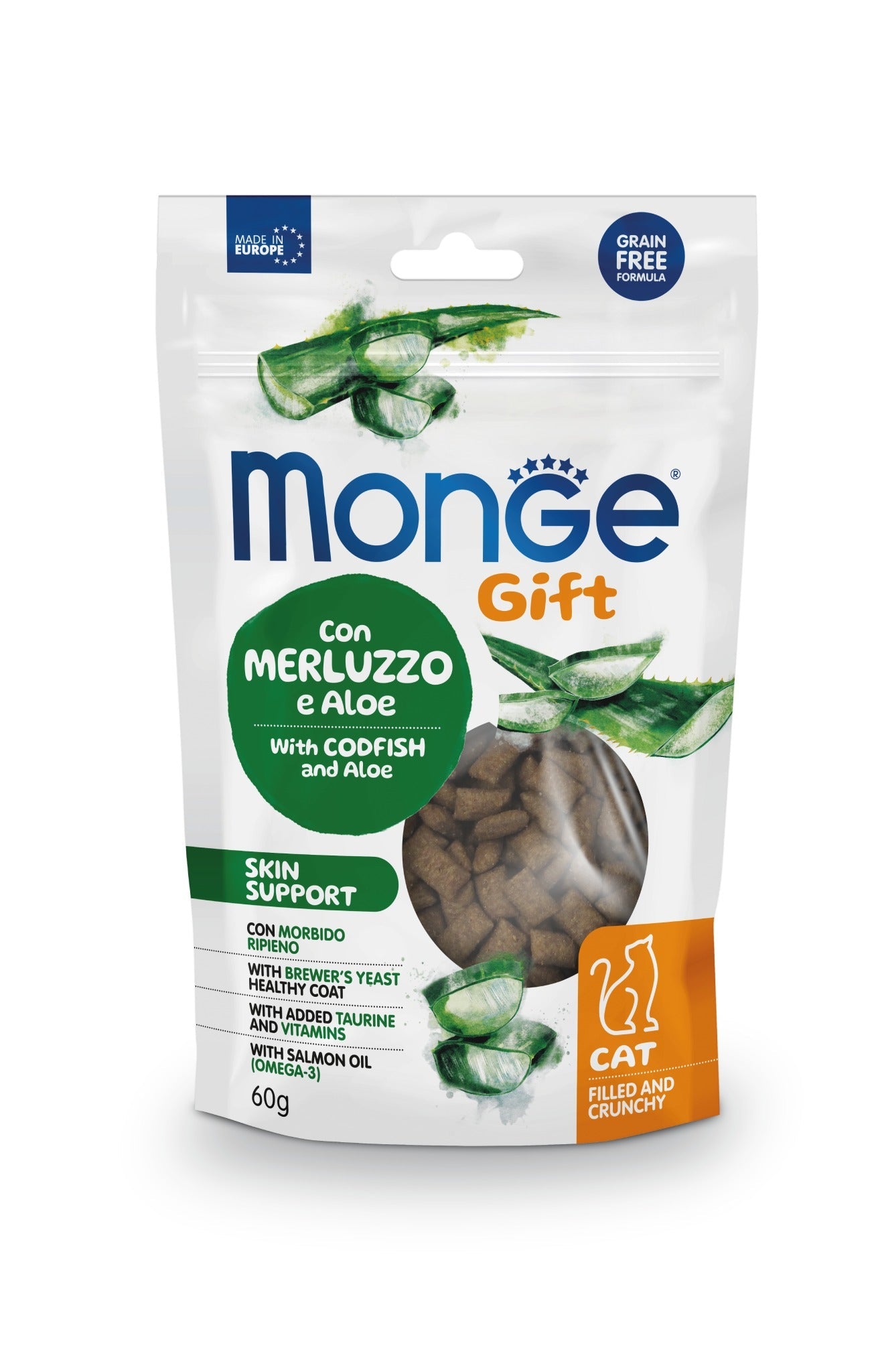 Monge Gift Skin Support Merluzzo e Aloe 60gr Snack per Gatti