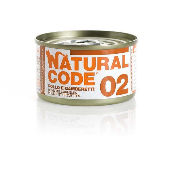 Natural Code 02 Pollo e Gamberetti - Alimento Umido per Gatti 85gr