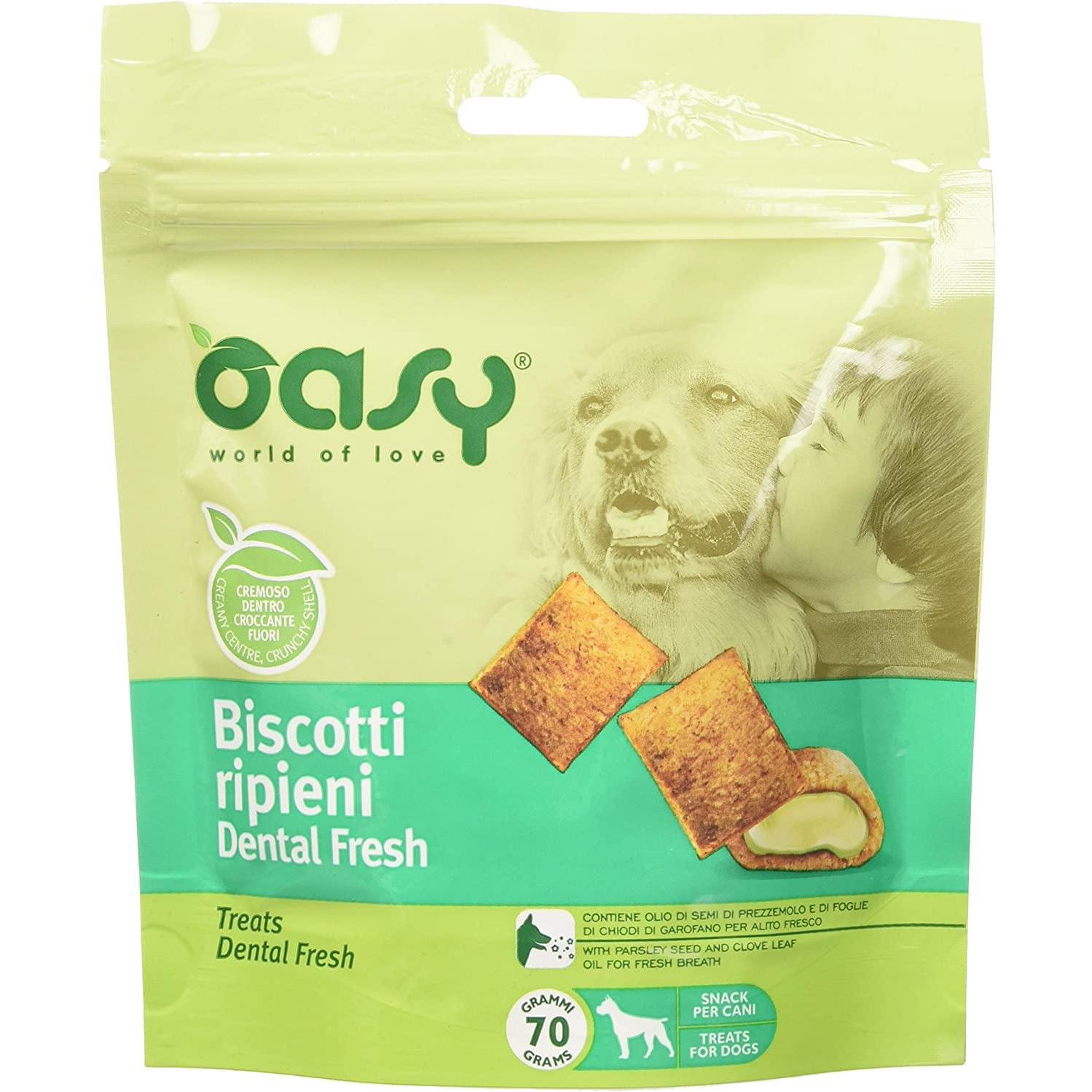 Oasy Biscotti Ripieni Dental Fresh Snack per Cani 70 Gr