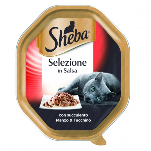 Sheba Selezione in Salsa con Succulento Manzo e Tacchino 85gr
