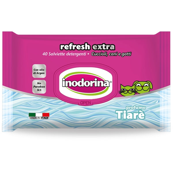 Inodorina Salviette Refresh Extra con Fiori di Tiarè e Olio di Argan - 40pz