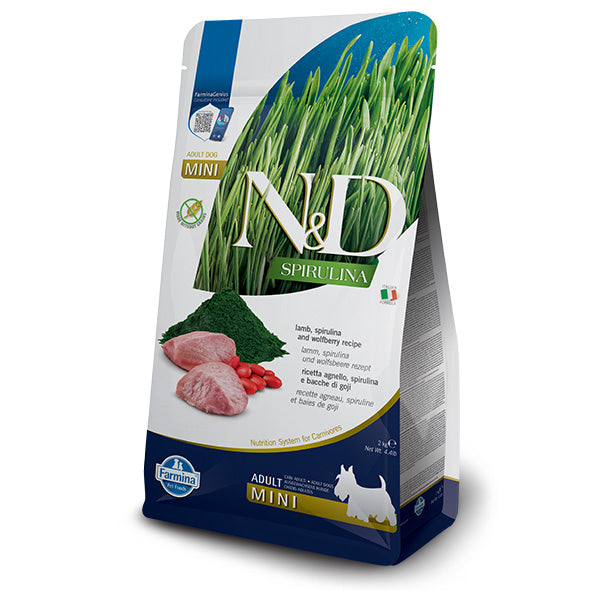 Farmina - Natural & Delicious Spirulina Adult Mini con Agnello, Spirulina e Bacche di Goji 2 kg