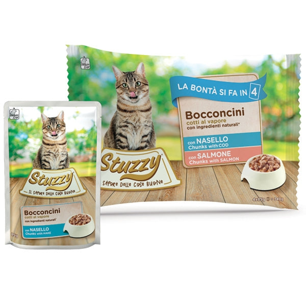 Stuzzy Bocconcini Nasello Salmone 4x100gr