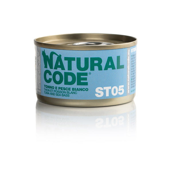 Natural Code ST05 TONNO E PESCE BIANCO 85gr - Alimento per Gatti Sterilizzati