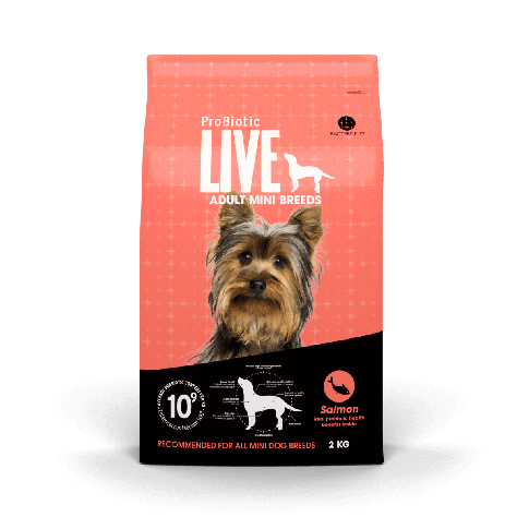 Live Dog ProBiotic Mini Adult Salmon 2kg Crocchette per Cane