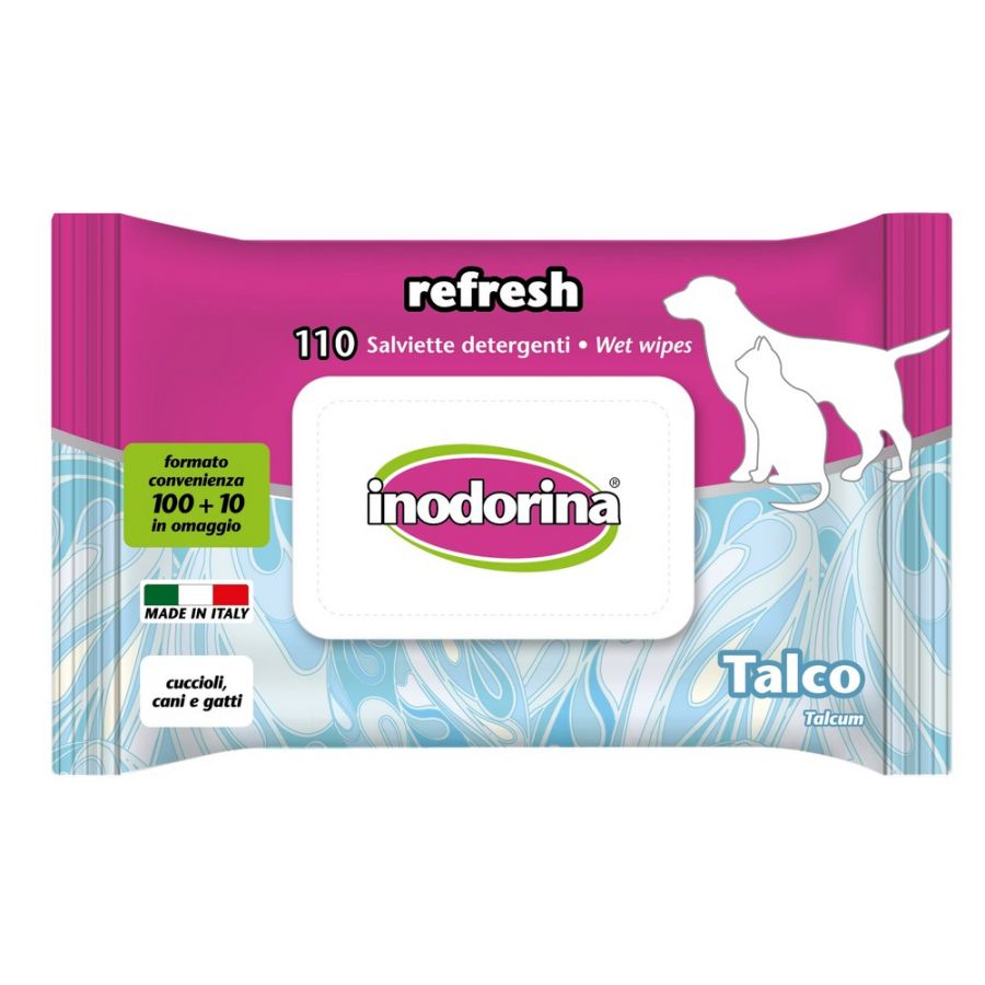 Salviette Inodorina al Talco 110pz - Pulizia del Pelo e Zampe