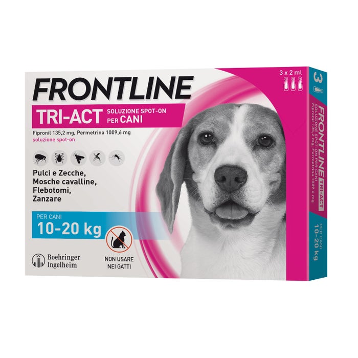Antiparassitario Frontline Tri-Act Spot-on per Cani di Taglia Media 10-20Kg 3 Pipette