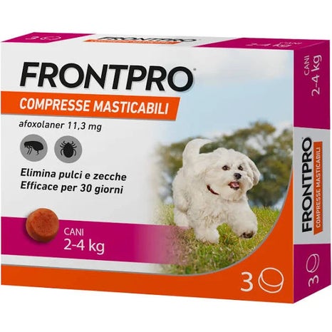 Frontpro Contro Pulci E Zecche Per Cani 2-4 Kg 3 Compresse Masticabili