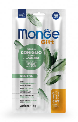 Monge Gatto Gift Ricco in Coniglio Fresco con Salvia - Dental Soft Sticks 15g