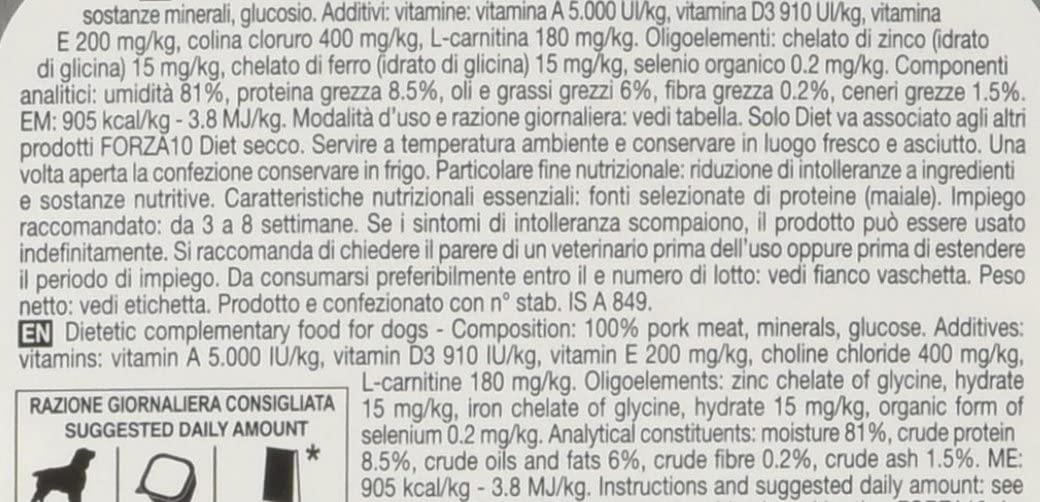 Forza 10 Dog Diet Solo Maiale 100 gr