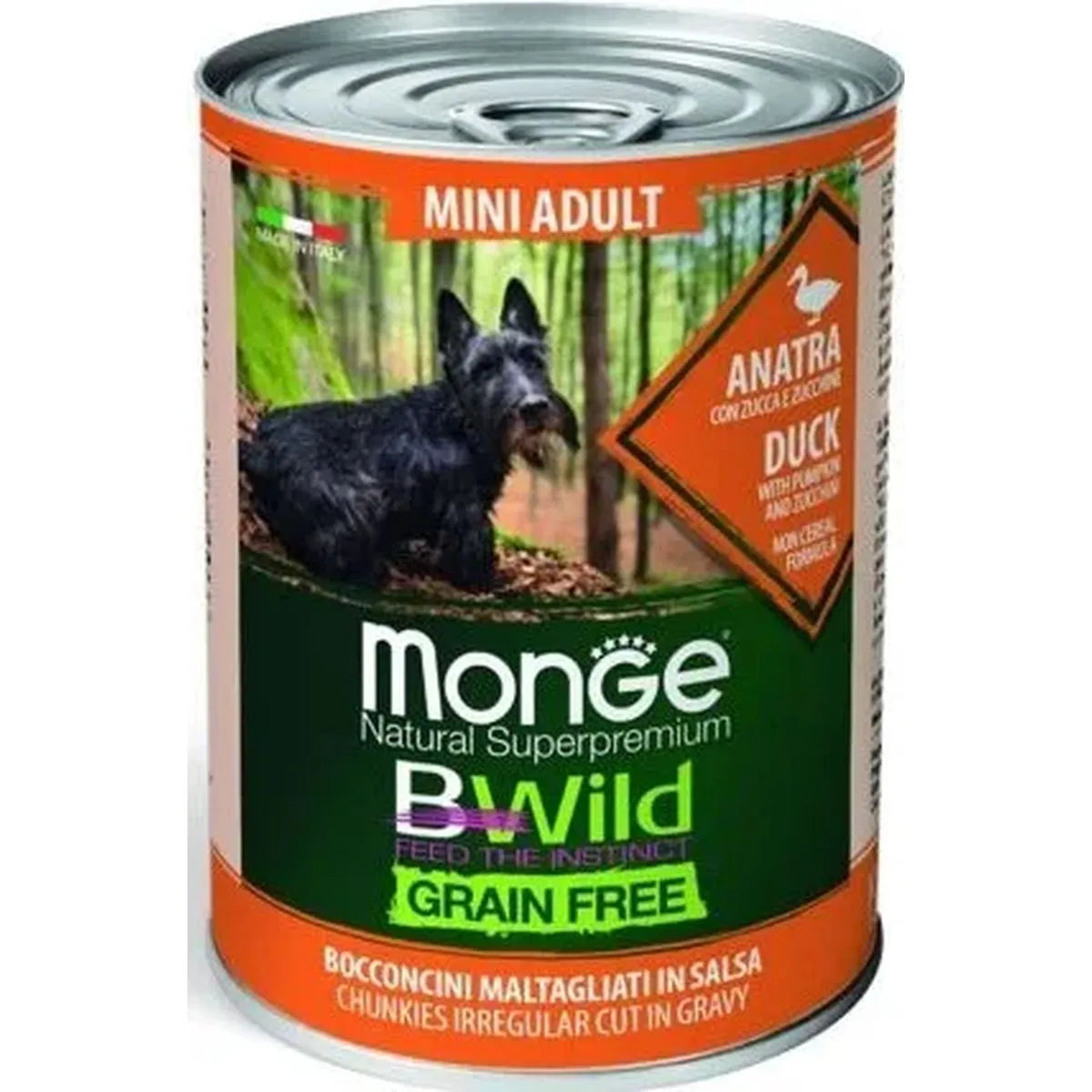 24x400g Monge BWild Mini Adult Anatra - Cani Taglia Mini