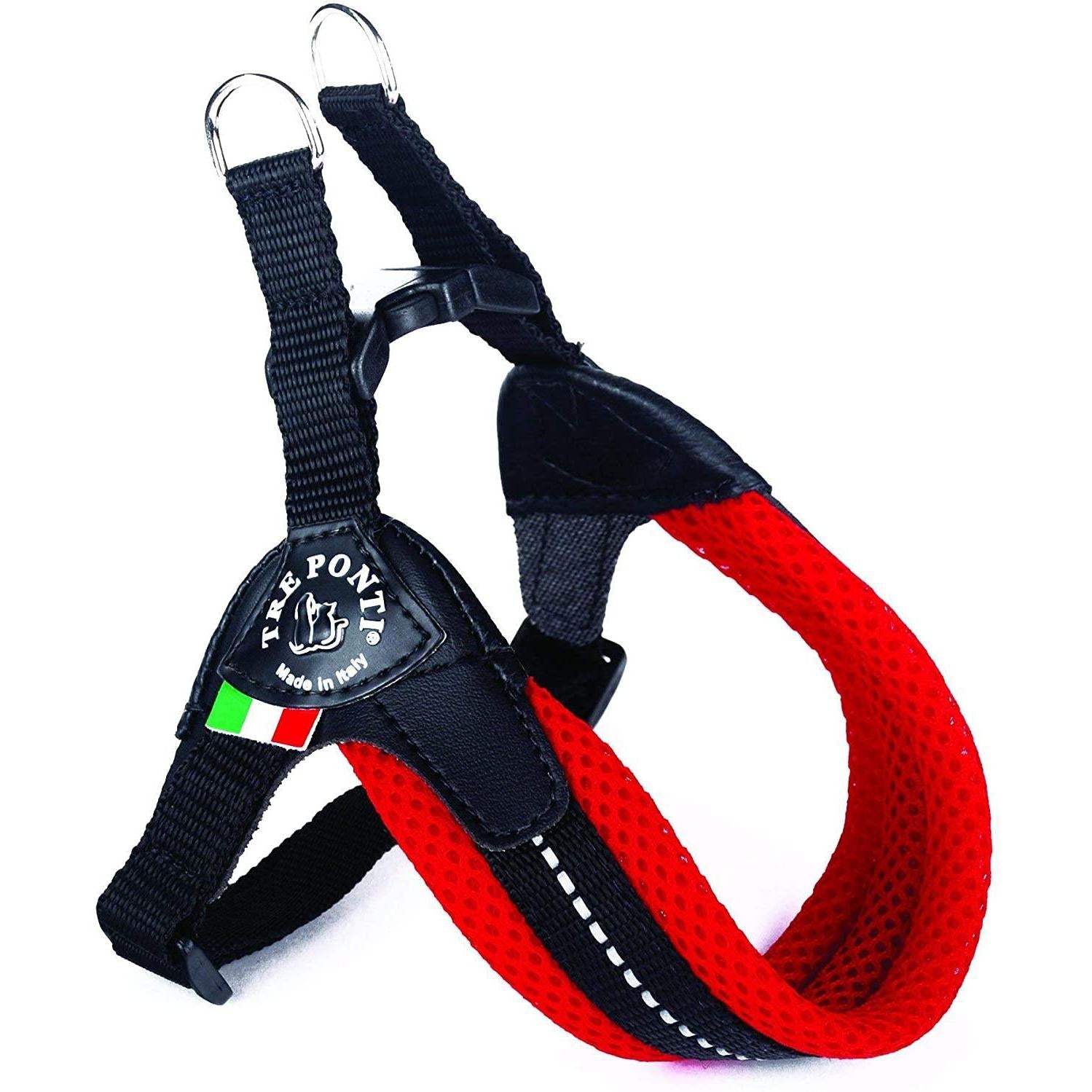 Tre Ponti - Imbracatura Regolabile e Traspirante, Taglia 1, Circonferenza 28-37 cm, Peso 1-3 kg, Rosso