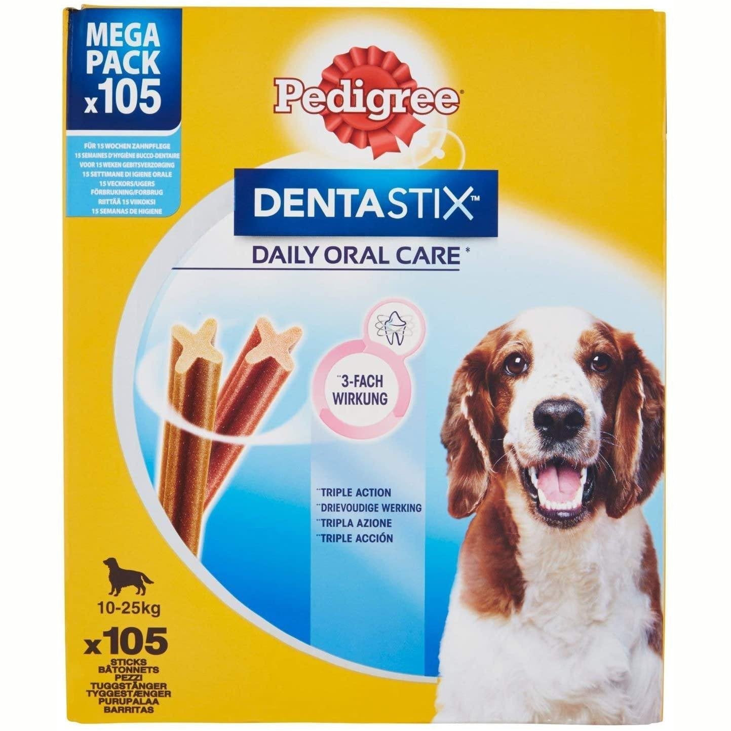 Pedigree Dentastix Snack per l'Igiene Orale, Cane Medio (10-25 Kg - 2.94 kg), 105 Pezzi