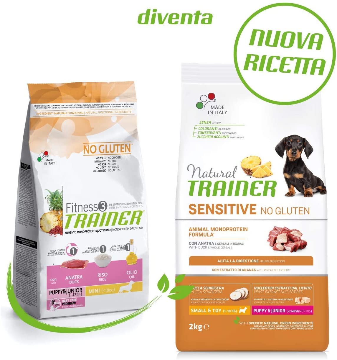 Natural Trainer Cibo per Cani Small & Toy Adult con Maiale e Cereali Integrali, 2kg