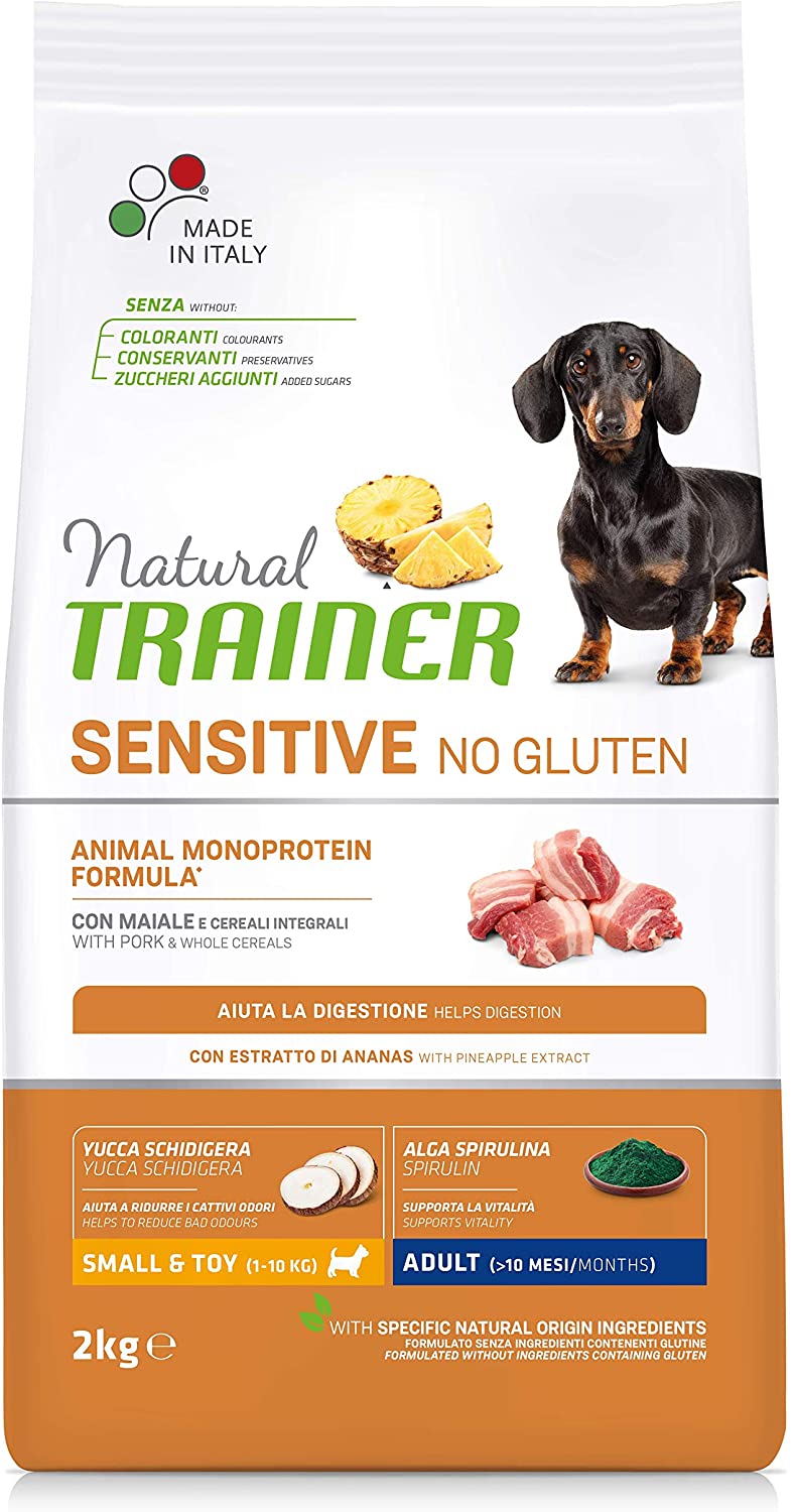 Natural Trainer Cibo per Cani Small & Toy Adult con Maiale e Cereali Integrali, 2kg