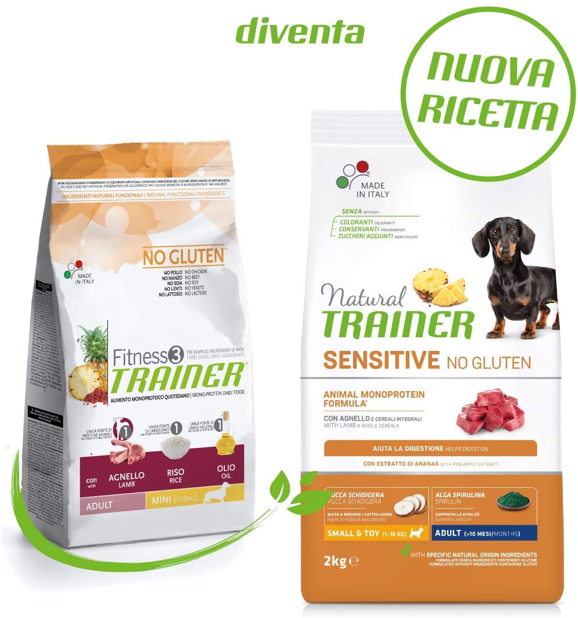 Natural Trainer Cibo per Cani Small & Toy Adult con Maiale e Cereali Integrali, 2kg