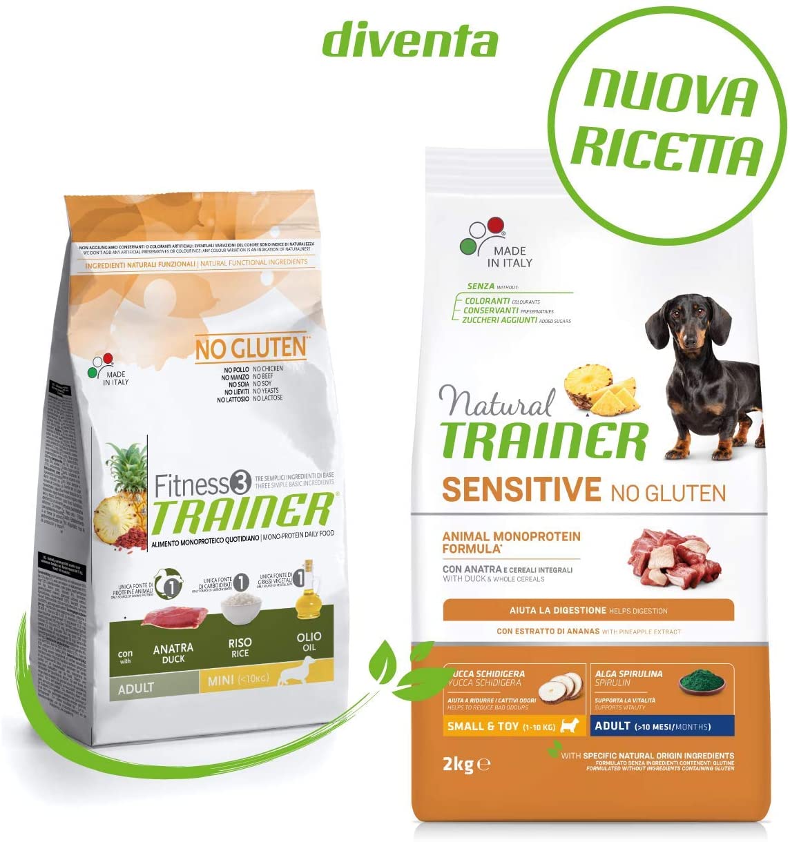 Natural Trainer Cibo per Cani Small & Toy Adult con Maiale e Cereali Integrali, 2kg