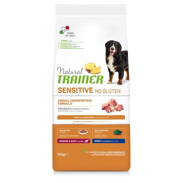 Natural Trainer Sensitive Adult Medium/Maxi con Maiale 3kg No Gluten - Cane Adulto
