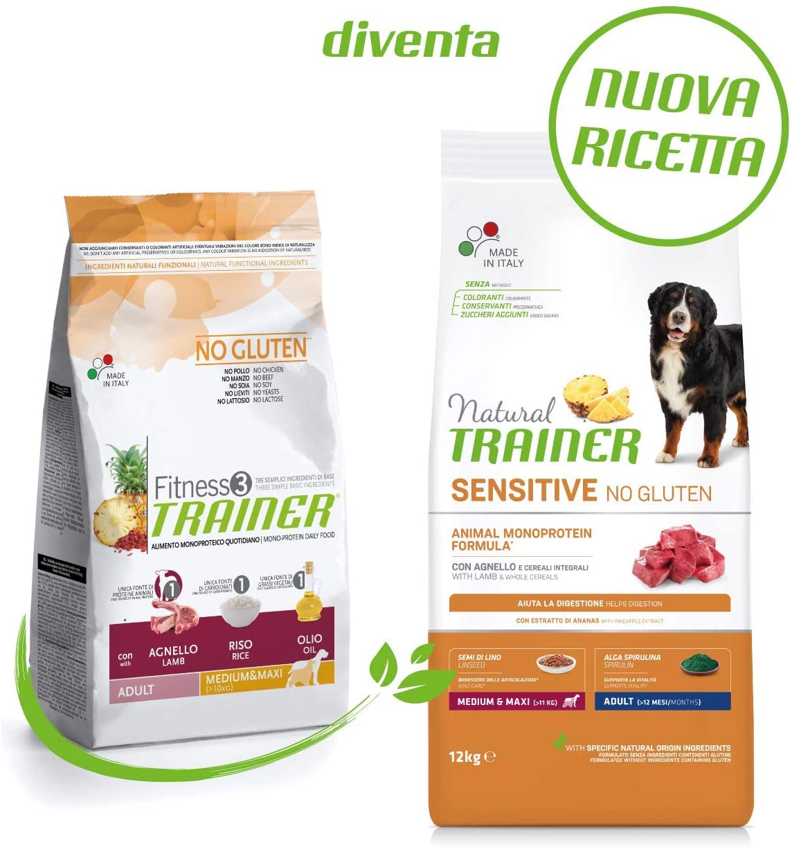 Natural Trainer Maturity Medium/Maxi Salmone 12kg No Gluten - Cane Adulto