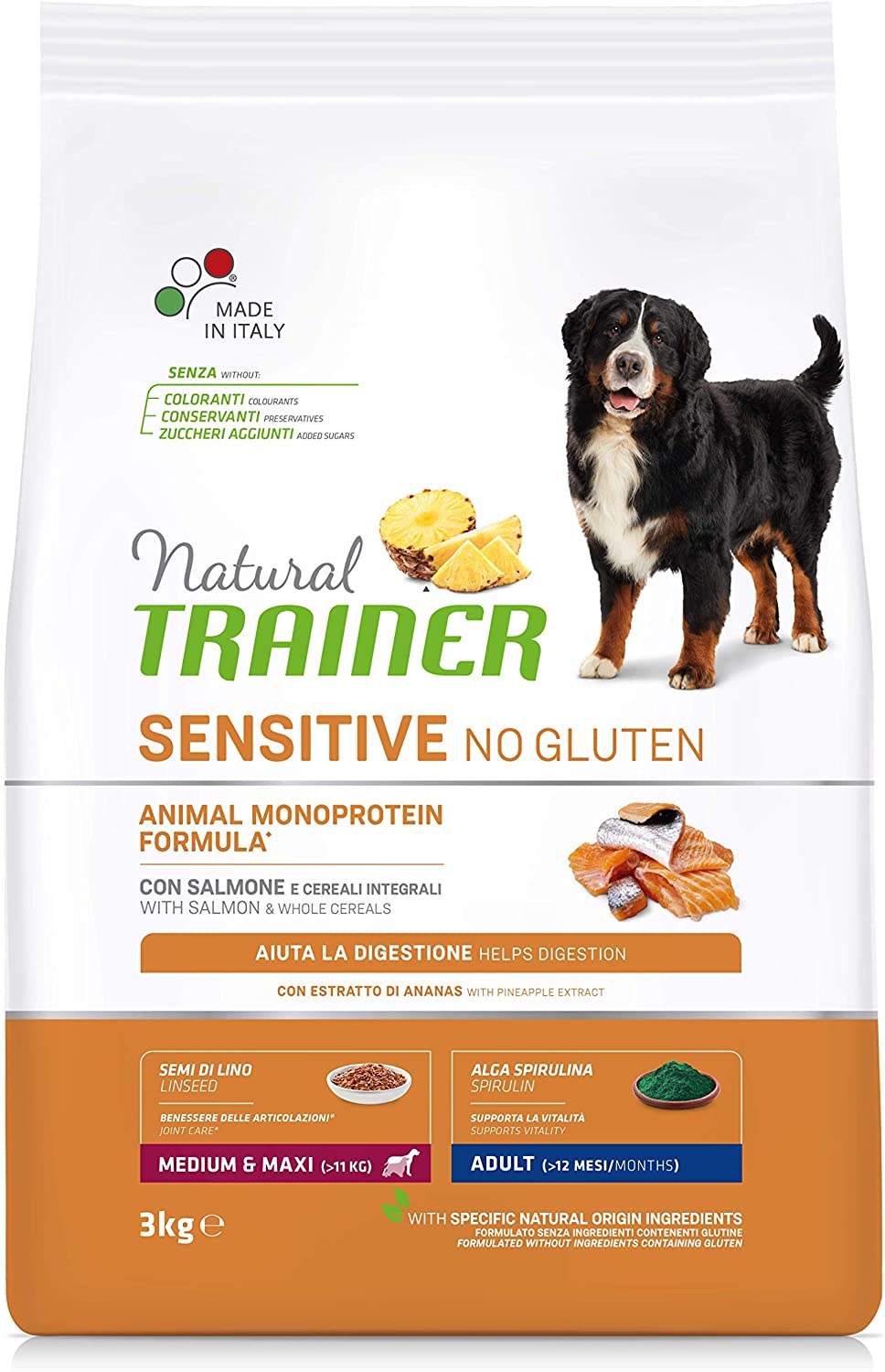 Natural Trainer Maturity Medium/Maxi Salmone 12kg No Gluten - Cane Adulto