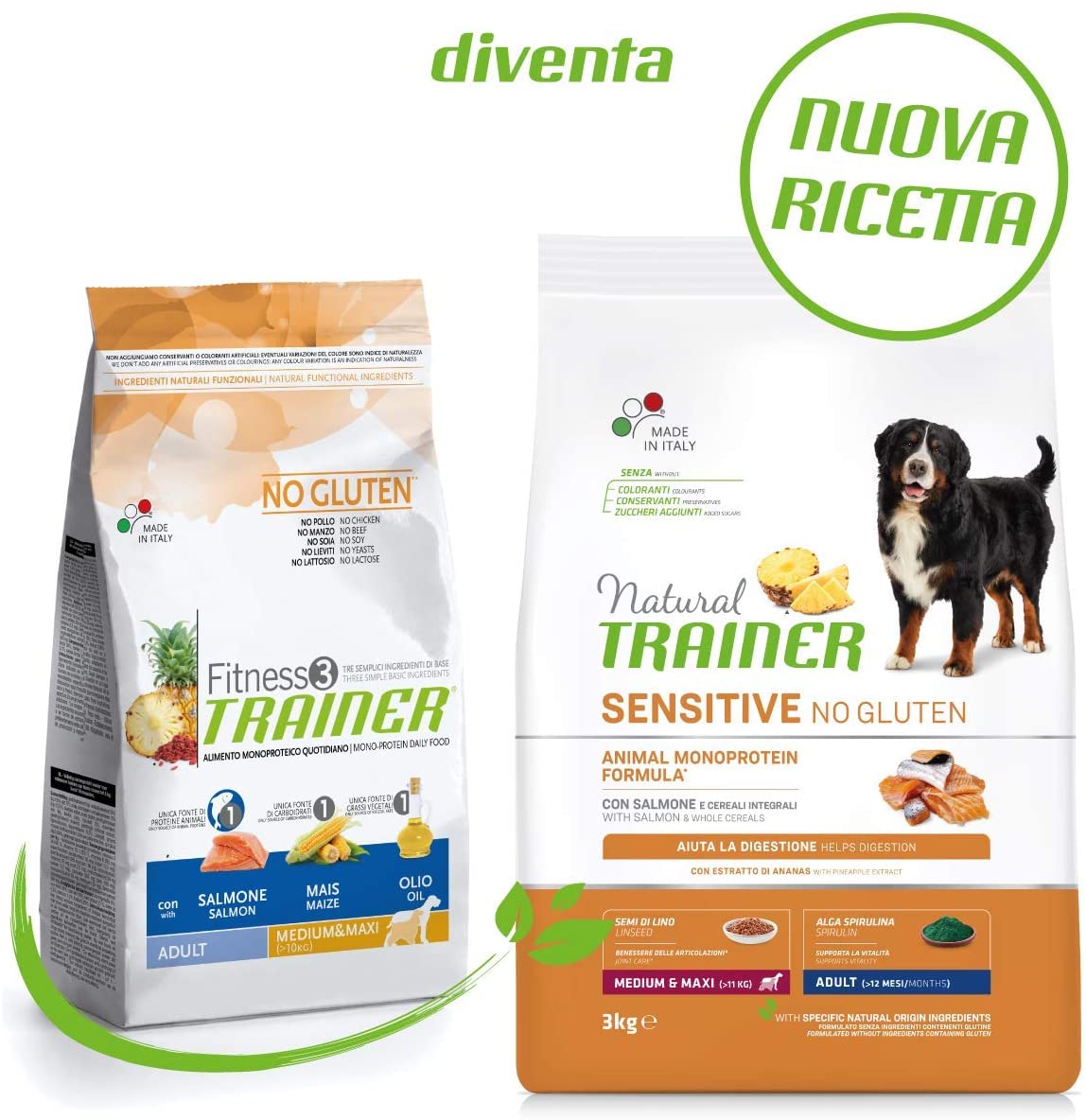 Natural Trainer Maturity Medium/Maxi Salmone 12kg No Gluten - Cane Adulto