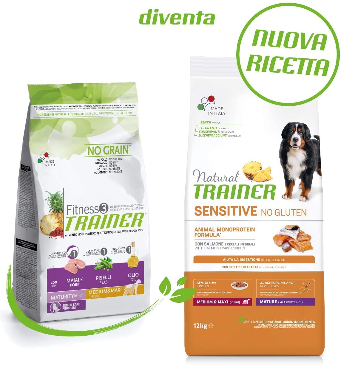 Natural Trainer Maturity Medium/Maxi Salmone 12kg No Gluten - Cane Adulto
