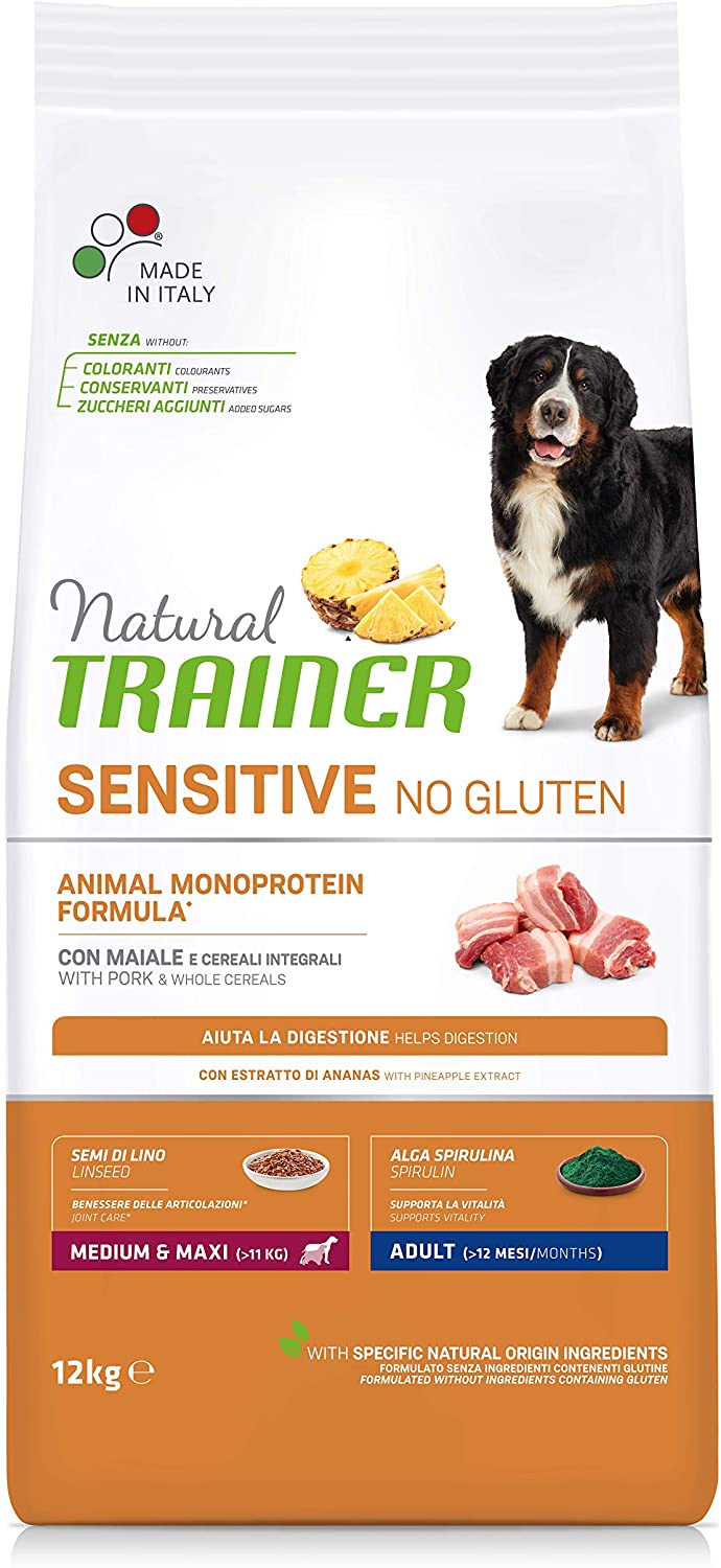 Natural Trainer Maturity Medium/Maxi Salmone 12kg No Gluten - Cane Adulto