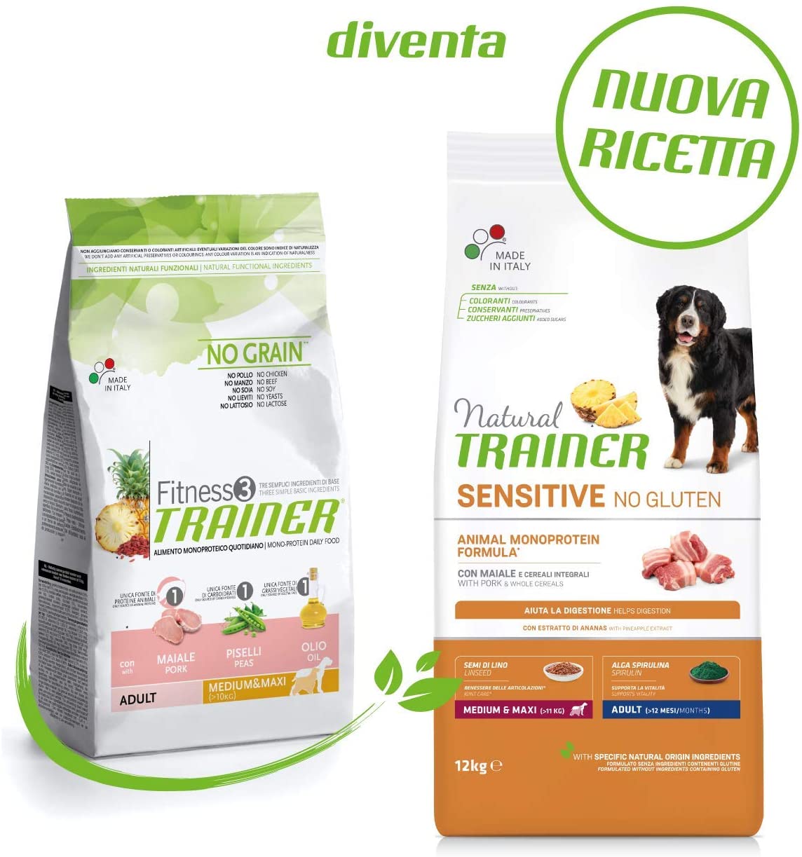 Natural Trainer Maturity Medium/Maxi Salmone 12kg No Gluten - Cane Adulto