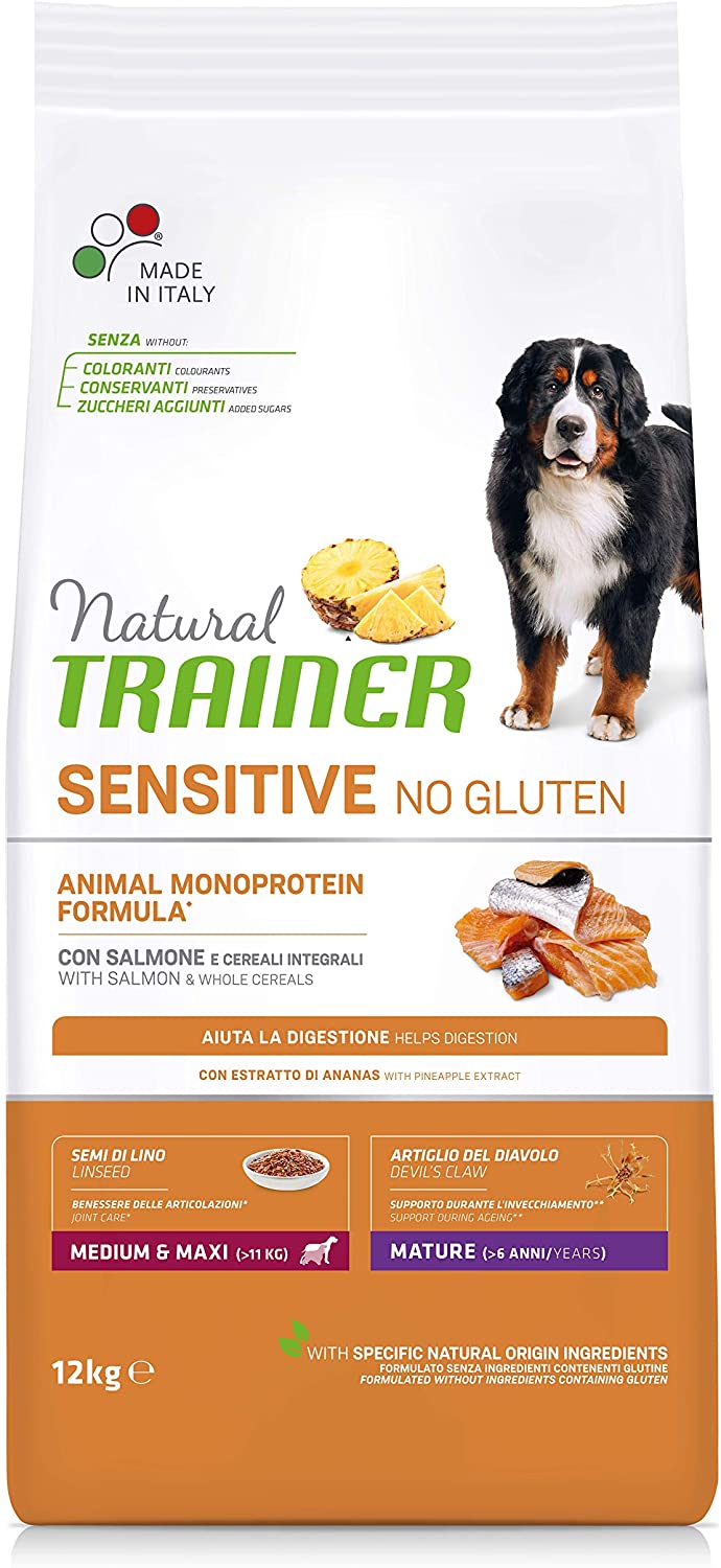 Natural Trainer Maturity Medium/Maxi Salmone 12kg No Gluten - Cane Adulto