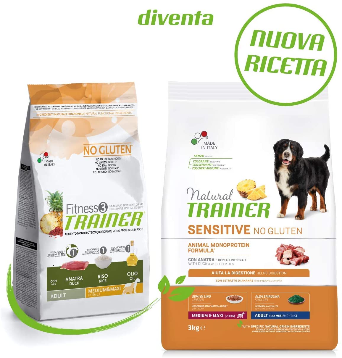 Natural Trainer Maturity Medium/Maxi Salmone 12kg No Gluten - Cane Adulto