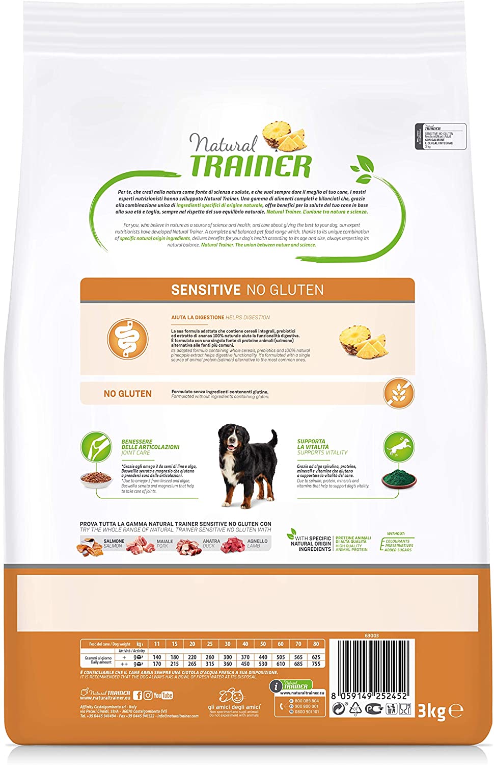 Natural Trainer Maturity Medium/Maxi Salmone 12kg No Gluten - Cane Adulto