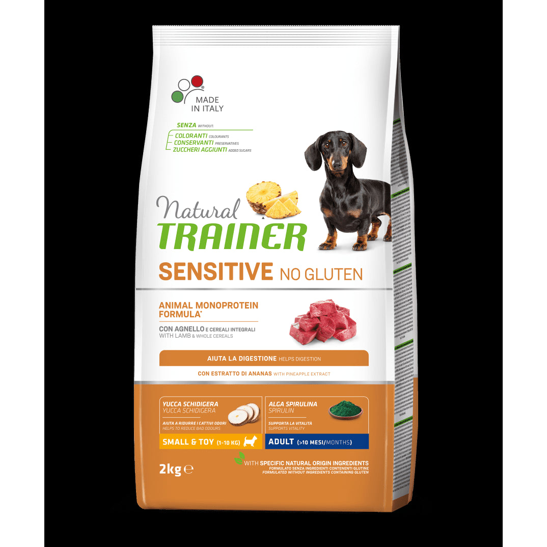 Natural Trainer Sensitive Dog No Gluten Adult Mini con Agnello 800g