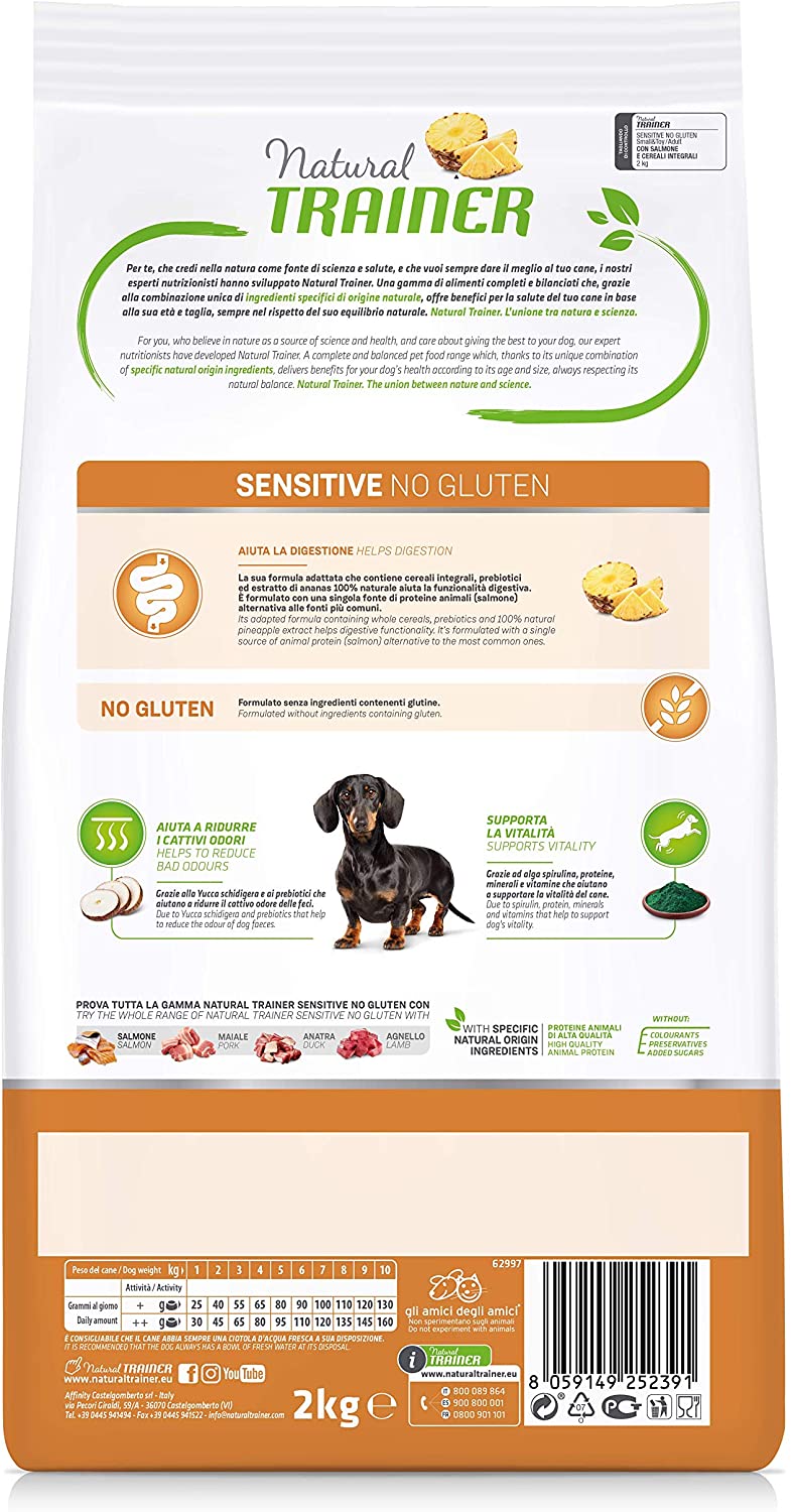 Natural Trainer Sensitive No Gluten - Cibo per Cani Small&Toy Adult con Agnello e Cereali Integrali 2kg