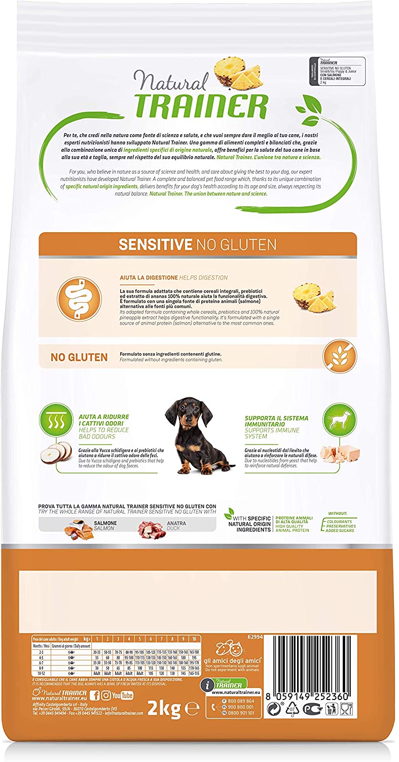 Natural Trainer Sensitive No Gluten - Cibo per Cani Small&Toy Adult con Agnello e Cereali Integrali 2kg