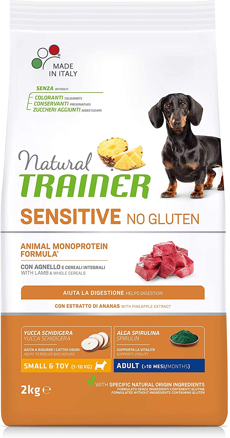 Natural Trainer Sensitive No Gluten - Cibo per Cani Small&Toy Adult con Agnello e Cereali Integrali 2kg