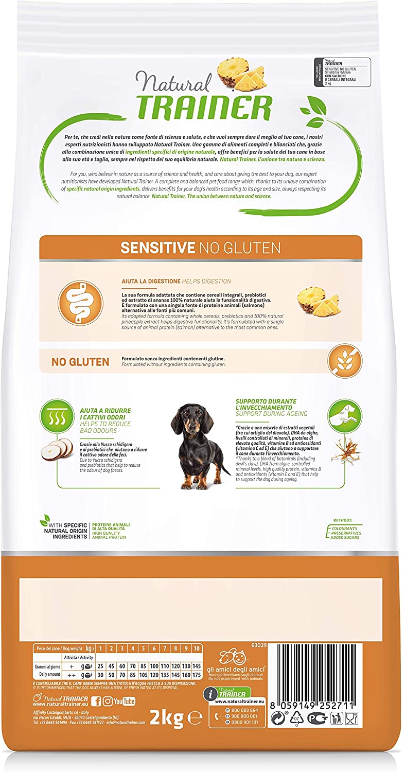 Natural Trainer Sensitive No Gluten - Cibo per Cani Small&Toy Adult con Agnello e Cereali Integrali 2kg