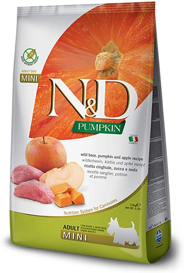 Farmina N&D Pumpkin Grain Free Adult Mini Cinghiale, Mela, Zucca 2,5kg