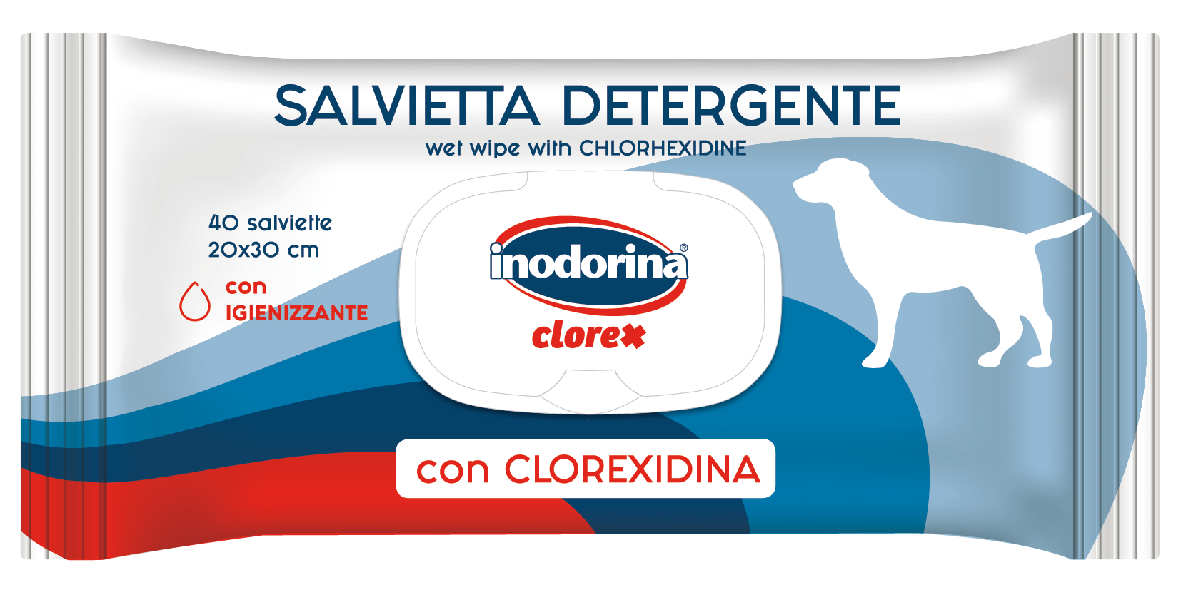 Inodorina Clorex 40 Salviette con Clorexidina per la Pulizia del Cane