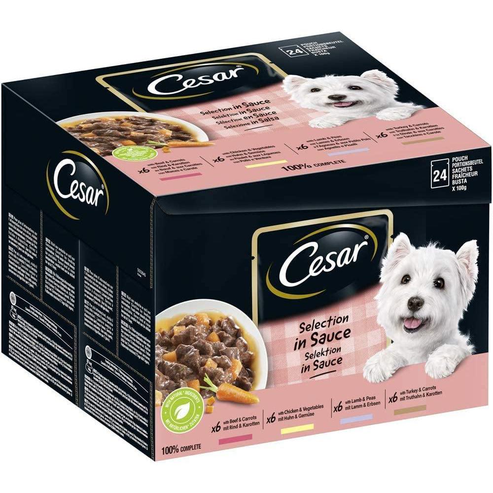 Cesar Selezione in Salsa 24x100g Alimento Umido per Cane in Bustina