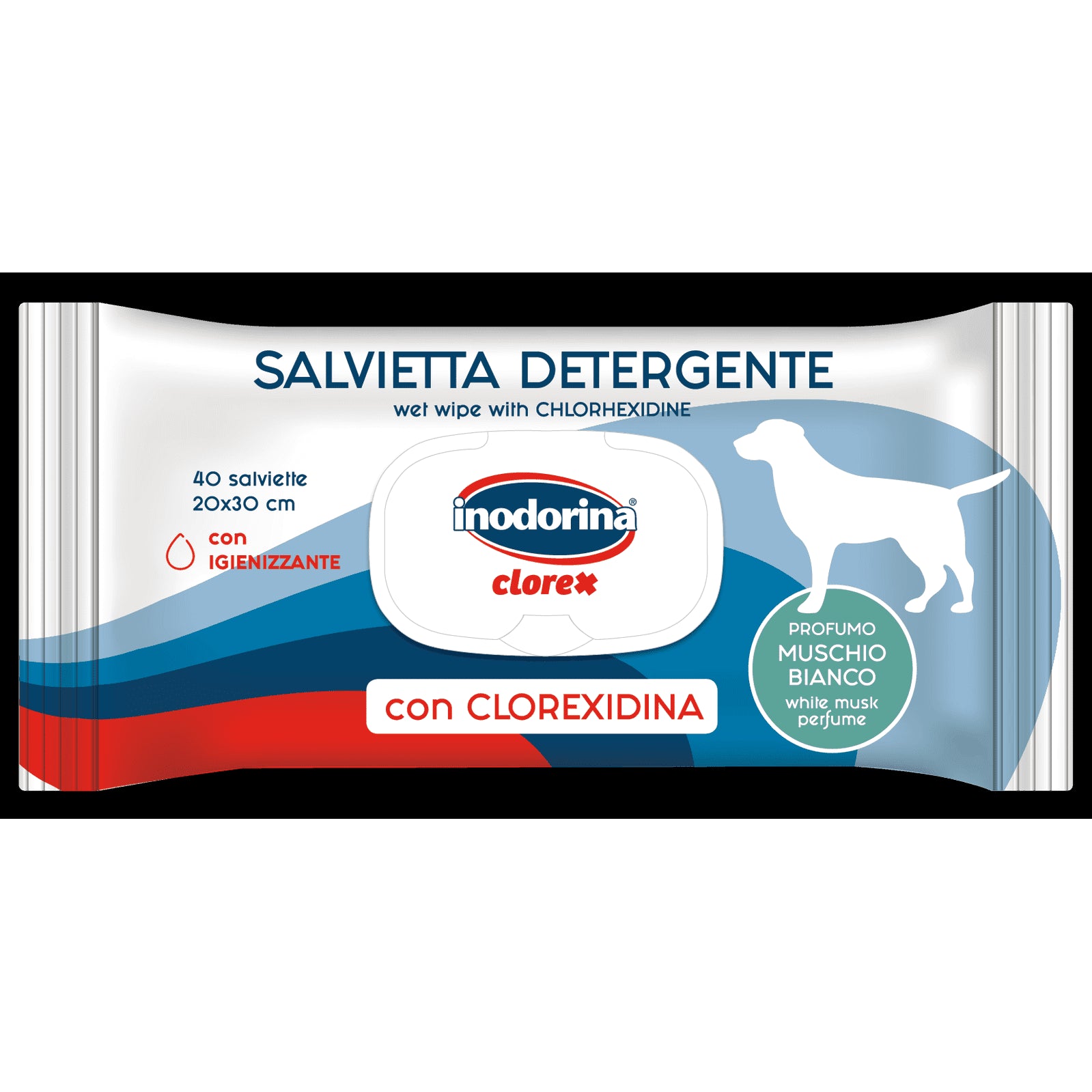 Inodorina Clorex 40 Salviette Cane Profumate al Muschio Bianco