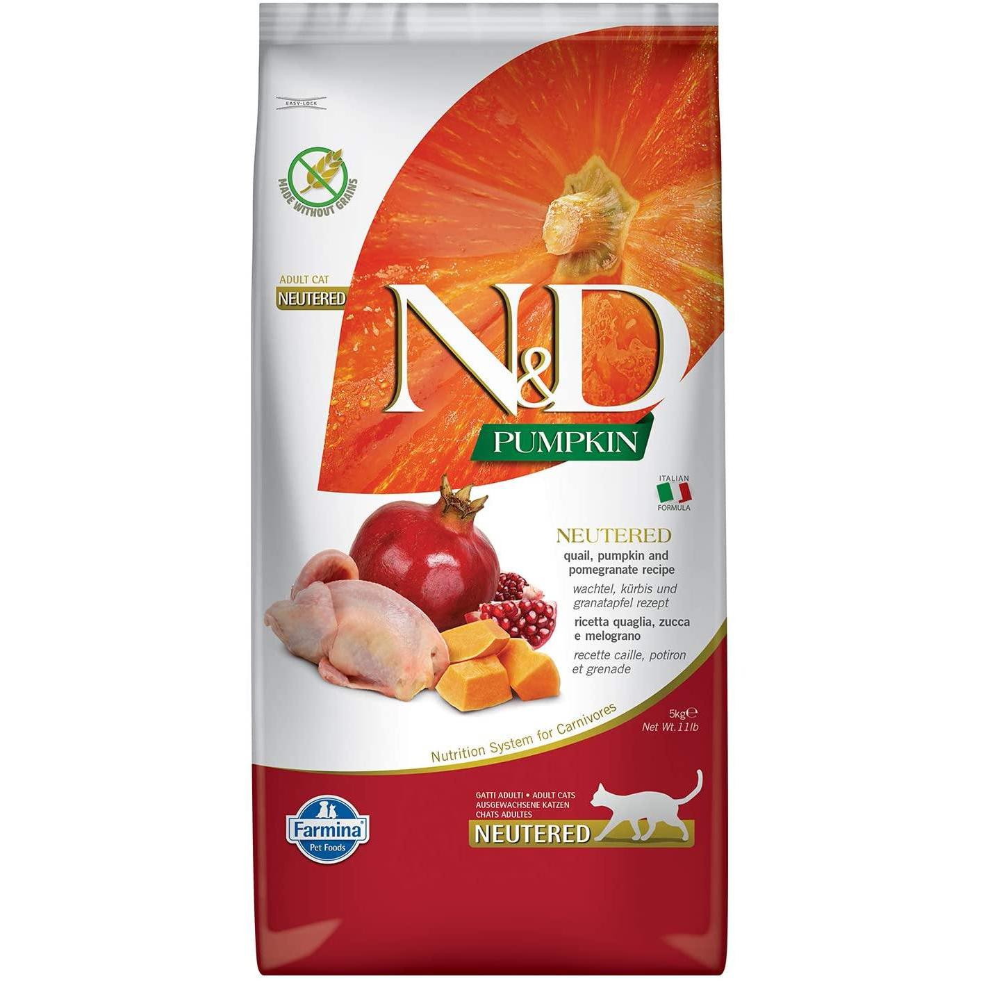 Farmina N&D Grain Free Neutered Adult Quaglia, Zucca e Melograno 5kg