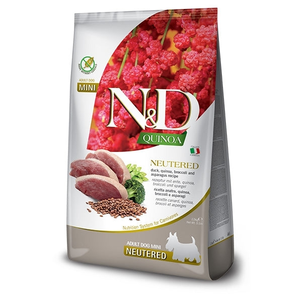 Farmina Cane N&D Quinoa Neutered Adult Mini Anatra, Quinoa, Broccoli & Asparagi 2.5 kg