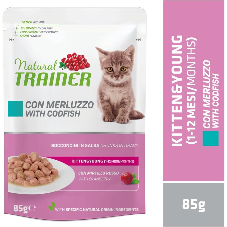 Natural Trainer Cat Kitten & Young con Merluzzo 85 gr